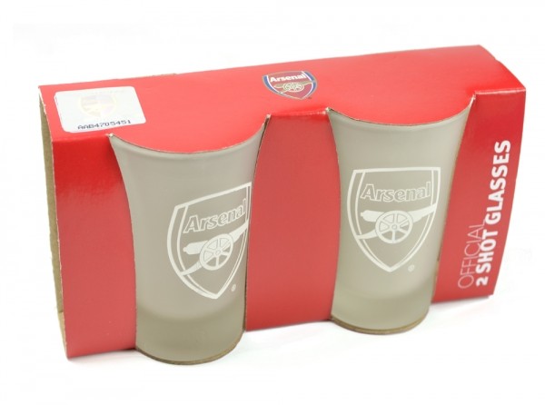 Arsenal Frosted Shot Glasses 2 pack Official Football Merchandise 