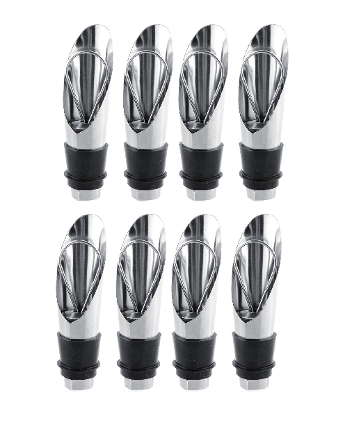8 x Resealable Stainless Steel Wine Pourers Bottle Stoppers Spouts Bar Oil Flow