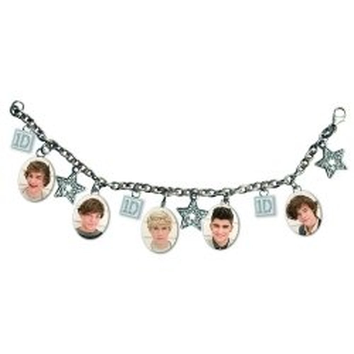 1D One Direction Silver Charm Bracelet Diamante Stars Photos PIctures Official
