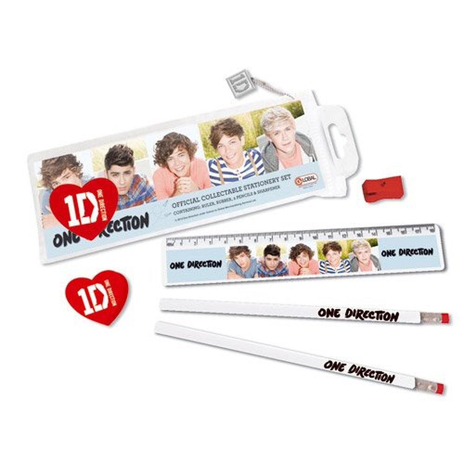 One Direction Official Pencil Case Stationery Set Rubber Ruler Head Shots Gift