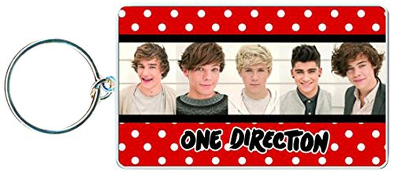 1D One Direction Spotty Red White Picture Keyring Keychain Retro Official Gift