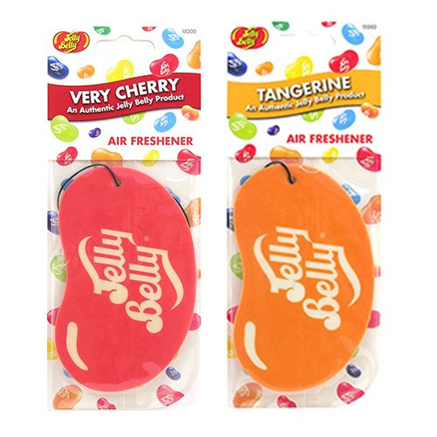 Jelly Belly Duo Pack 2D Bean Sweets In Car Air Freshener Very Cherry + Tangerine