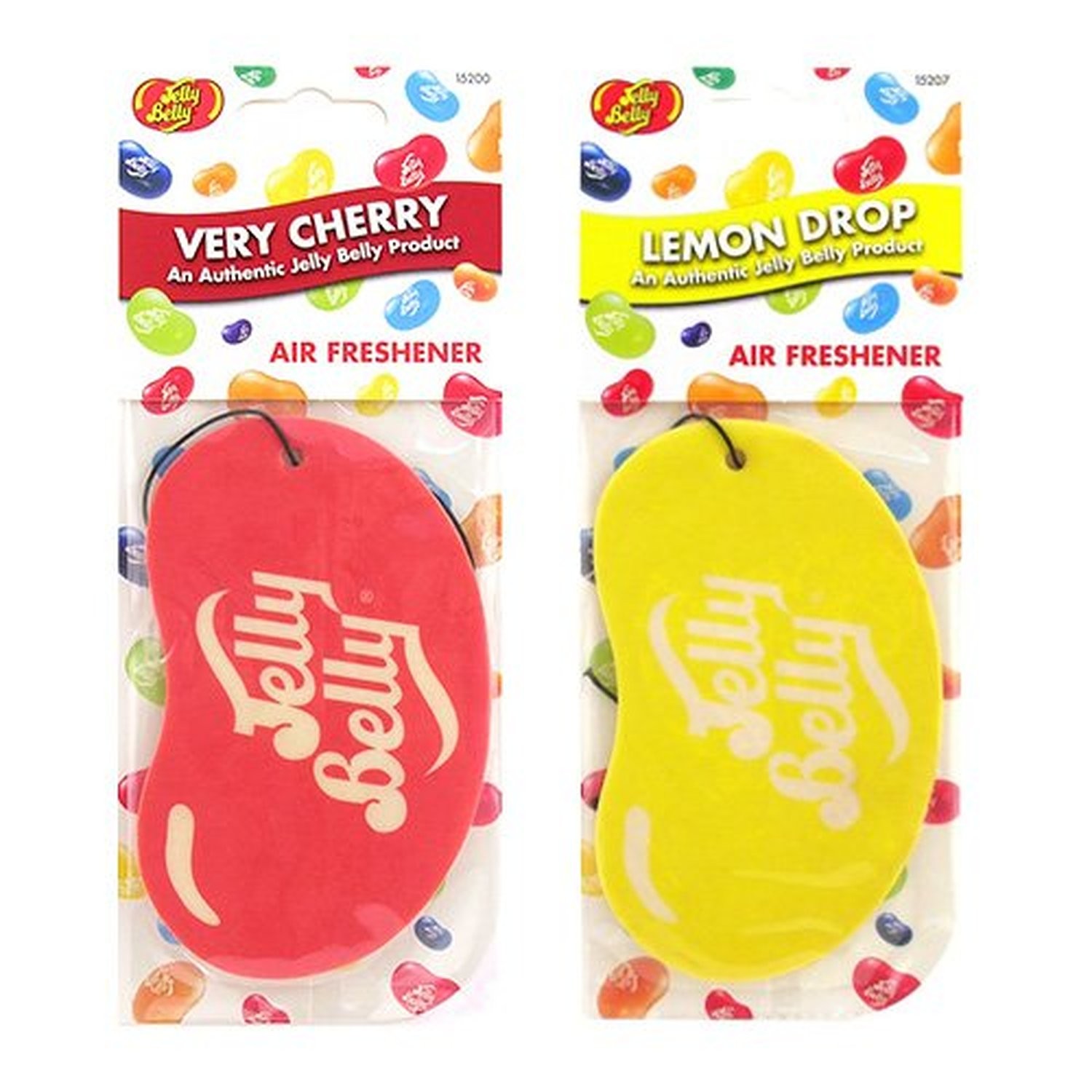 Jelly Belly Duo Pack 2D Bean Sweets Car Air Freshener Very Cherry + Lemon Drop