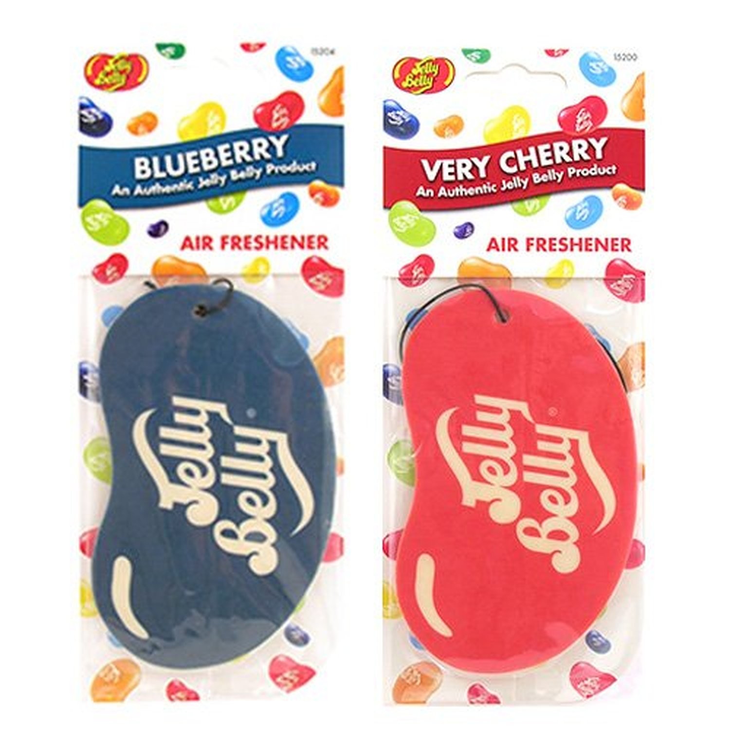 Jelly Belly Duo Pack 2D Bean Sweets Car Air Freshener Blueberry And Very Cherry