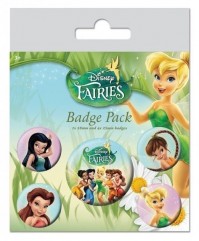 Disney Official Fairies Set Of 5 Badge Pack Pin Princess Tinkerbell Peter Pan