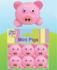 Decorative Little Piggies 3 cm Pink 6 Individual Crafting Decorating Kids 