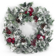 45cm Plastic Christmas Holly Wreath Large with Fruit and Berries Variegated 