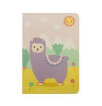 Cute Little Llama Pocket Notebook Pastel Colours Pink Purple Flowers Stationery