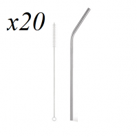 20 x Reusable Metal Stainless Steel Straw And Wire Cleaning Brush Eco Friendly Party Drinks
