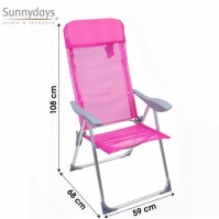 Pink Silver Aluminium Chair Garden Outdoor Folding Lounger Deckchair Portable