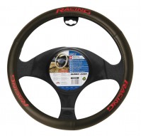 Car Steering Wheel Cover Glove Black Red Racing PVC 37-39cm Universal Easy Fit