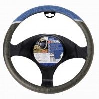 Car Steering Wheel Cover Glove Carbon Terylene Blue Black 37-39cm Universal Fit