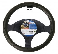 Car Steering Wheel Cover Glove Black PVC 37-39cm Universal Easy Fitting Interior