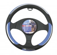 Car Steering Wheel Cover Glove Snake Blue Black Chrome PVC 37-39cm Universal Fit
