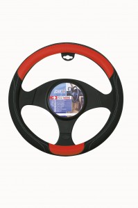 Car Steering Wheel Cover Glove PVC Skorpio Red Black 37-39cm Universal Easy Fit