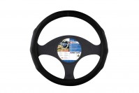 Car Steering Wheel Cover Glove Leather Look Black Grip 37-38cm Universal Fitting