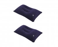 2 Pack Navy Blue Inflatable Pillow Compact Suede Neck Support Cushion Camping Flight Travel Comfort Sleep Airplane Car Beach Office Rest