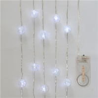 Acrylic Cracked Ball LED Fairy Lights On Wire 2 Metre Clear White Battery Powered