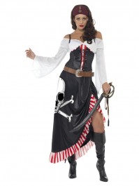 Black Sultry Swashbuckler Pirate Ladies Womens Costumes Halloween Fancy Dress
