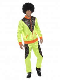 Neon Green Retro Shell Suit Mens Male Adult Halloween Costume Fancy Dress Party