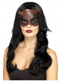 Red And Black Masquerade Women's Fancy Dress Latex Mask 