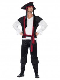Black Aye Aye Pirate Captain Mens Male Adult Halloween Costume Fancy Dress Party