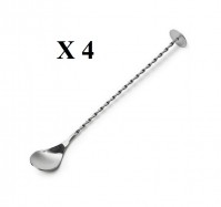 Pack Of 4 Stainless Steel Cocktail Stirrer Masher Spoon Bar Drink Mixer Cup Glass