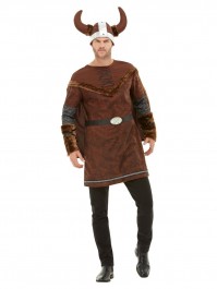 Deluxe Viking Barbarian Brown Costume Mens Male Adult Halloween Fancy Dress