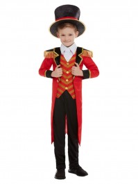 Childs Deluxe Red, Black And Gold Ringmaster Fancy Dress Costume Set Age 10-12