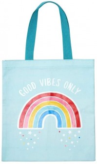 Chasing Rainbows Light Blue Tote Bag Shopping Eco Reusable Good Vibes Only