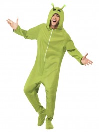 Green Alien Adult Suit All In One Mens Male Halloween Costume Fancy Dress