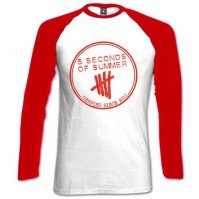 5 Seconds of Summer Raglan Derping Stamp Womens Ladies Girls T-Shirt Red White Small