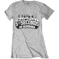 5 Seconds Of Summer 5SOS Spaced Out Crew Grey Ladies Womens T Shirt Official