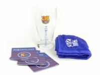 Barcelona FC Football Club Mini Bar Set Glass Towel Coasters Official