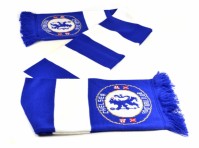 Chelsea FC Football Club Blue White Striped Knitted Scarf Badge Fan Gift Official