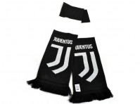 Juventus Football Club Official Black And White Bar Scarf Badge Crest Knit