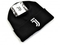 Juventus Football Club Official Black Knitted Turn Up Hat Crest Badge Winter