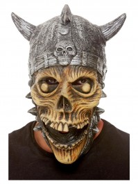 Silver Viking Skeleton Latex Overhead Mask Unisex Halloween Costume Fancy Dress