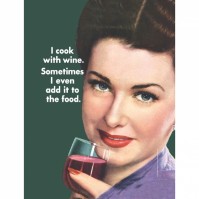 I Cook With Wine Small A5 Tin Metal Steel Sign Retro Humour