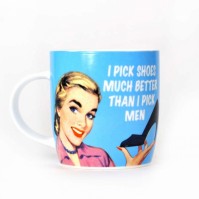 Retro Humour Boxed Mug I Pick Shoes Much Better Than I Pick Men Tea Coffee Cup