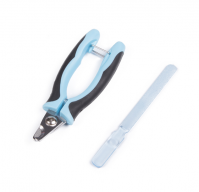 Curved Blue Pet Clippers Dog Cat Long Nail File Stainless Steel Claw Trimmer