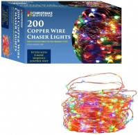 200 LED Copper Wire Chaser Lights Multi Coloured Indoor Outdoor Christmas Garden