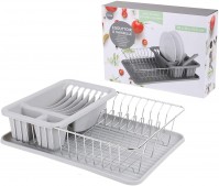Urban Living Chrome Grey Dish Drainer With Drip Tray & Cutlery Removable Kitchen 
