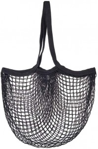 Black String Bag 100% Cotton Retro Mesh Reusable Eco Friendly Shopping
