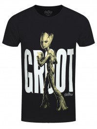 Marvel Comics Official Avengers Infinity Teen Groot Text Mens Black T-Shirt XLarge