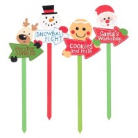 Various Santa Stop Here Wooden Stake Sign Christmas Kids Garden Decoration