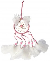 White Pink Hanging Car Dream Catcher Native American Beads Feathers String Gift