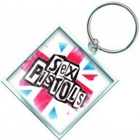 Sex Pistols UK Flag Logo Icon Metal Square Keychain Keyring Fan Gift Official
