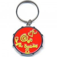 The Beatles Drum Love Red Yellow Logo Metal Detailed Keychain Keyring Official