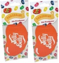 2 x Jelly Belly Bean 2D Car Air Freshener Orange Tangerine Hanging Cardboard